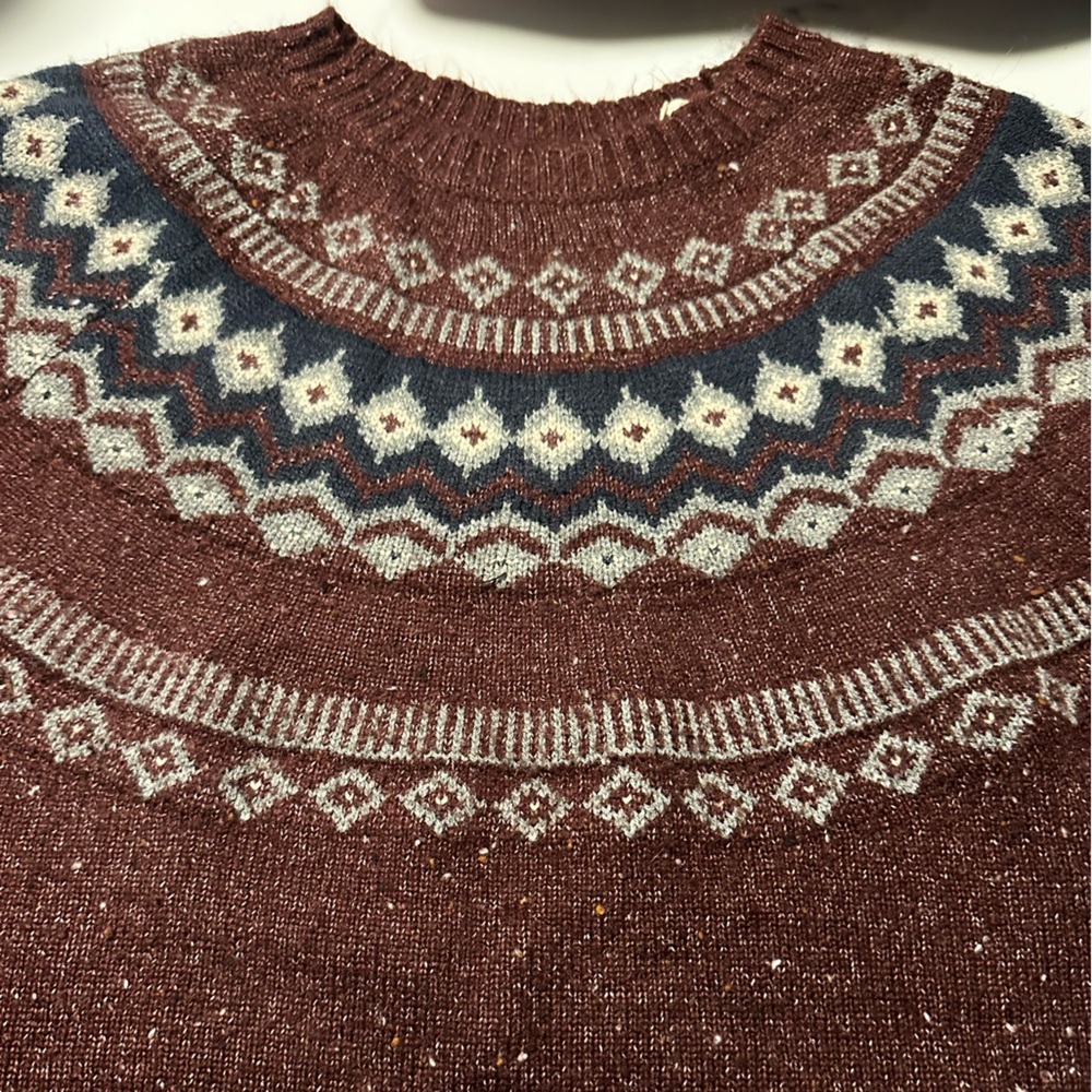Weatherproof Maroon And Gray Patterned Sweater - image 3